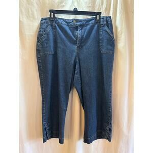 Hannah Petite Stretch Denim Capri Pants – Women’s Size 12P Button Hem Jeans